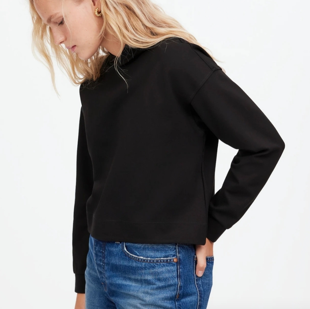 NWT Madewell Black Ponte Hoodie Sweatshirt